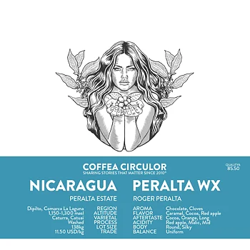 Coffea Circulor - Peralta WX - Nicaragua - Mellanrostade hela kaffebönor - 250g