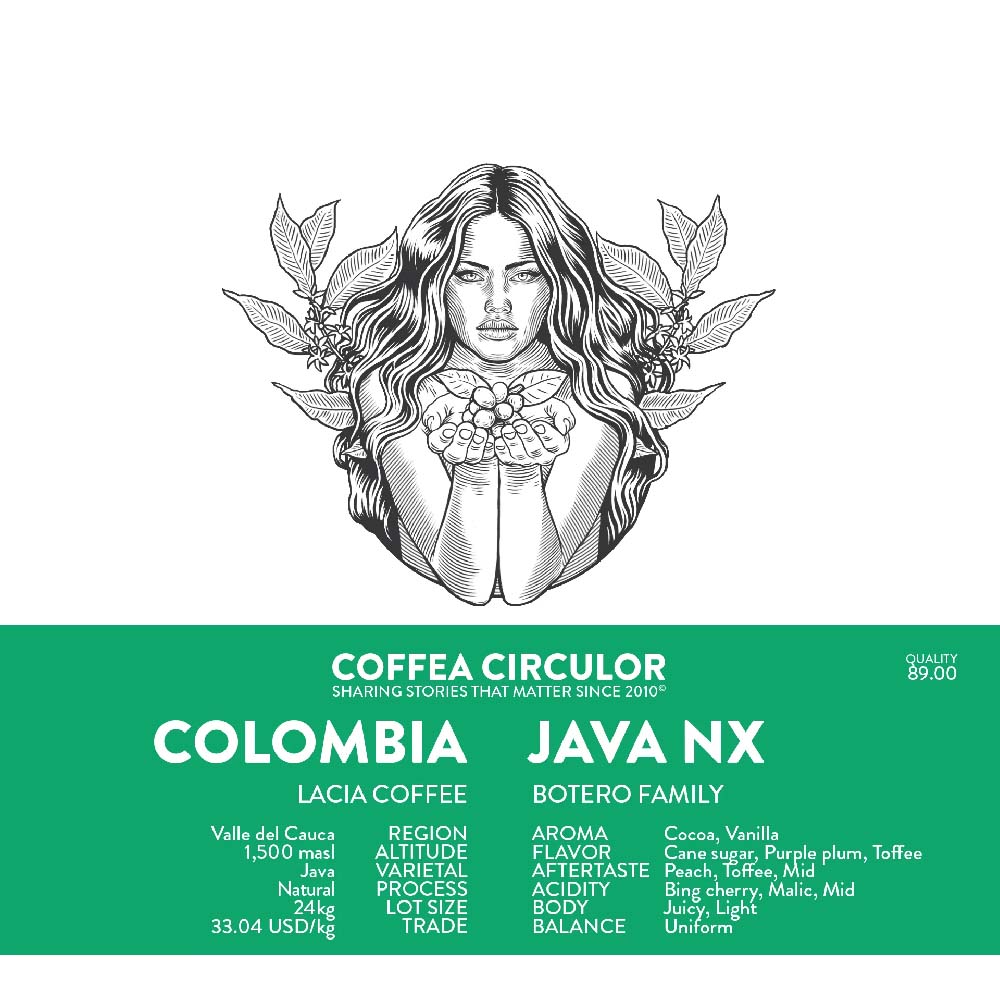 Coffea Circulor - Java NX - Colombia - Ljusrostade hela kaffebönor - 250g