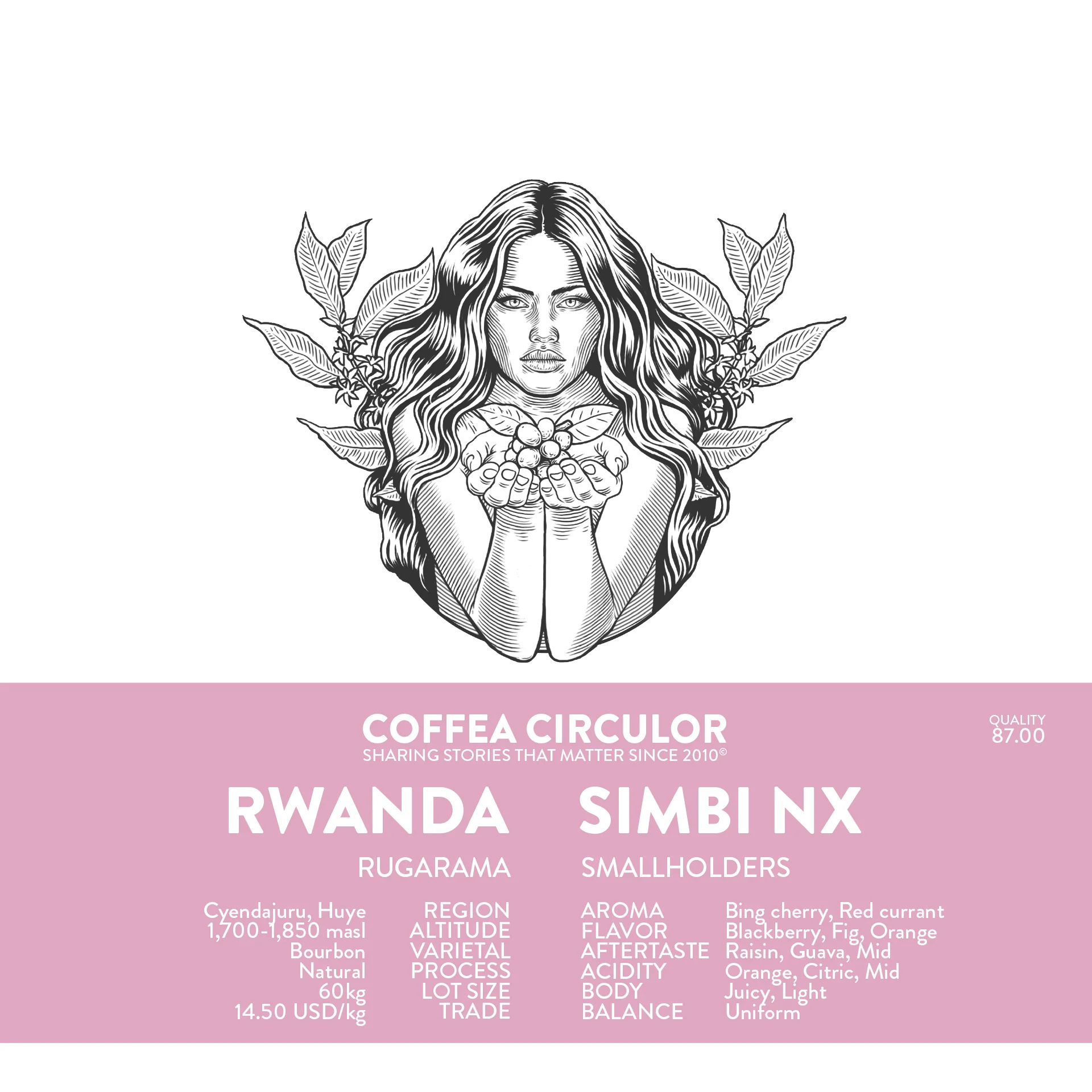 Coffea Circulor - Simbi NX - Rwanda - Ljusrostade hela kaffebönor - 250g