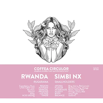 Coffea Circulor - Simbi NX - Rwanda - Ljusrostade hela kaffebönor - 250g