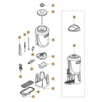 Coffe Queen - Reservdelar till Mega Gold M - Mega Gold A - Mega Gold A x2 - Serveringsstation 2,5L
