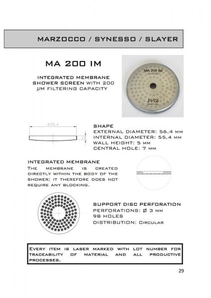 IMS - MA200 IM - Spridarfilter till La Marzocco, Slayer, Synesso - 2