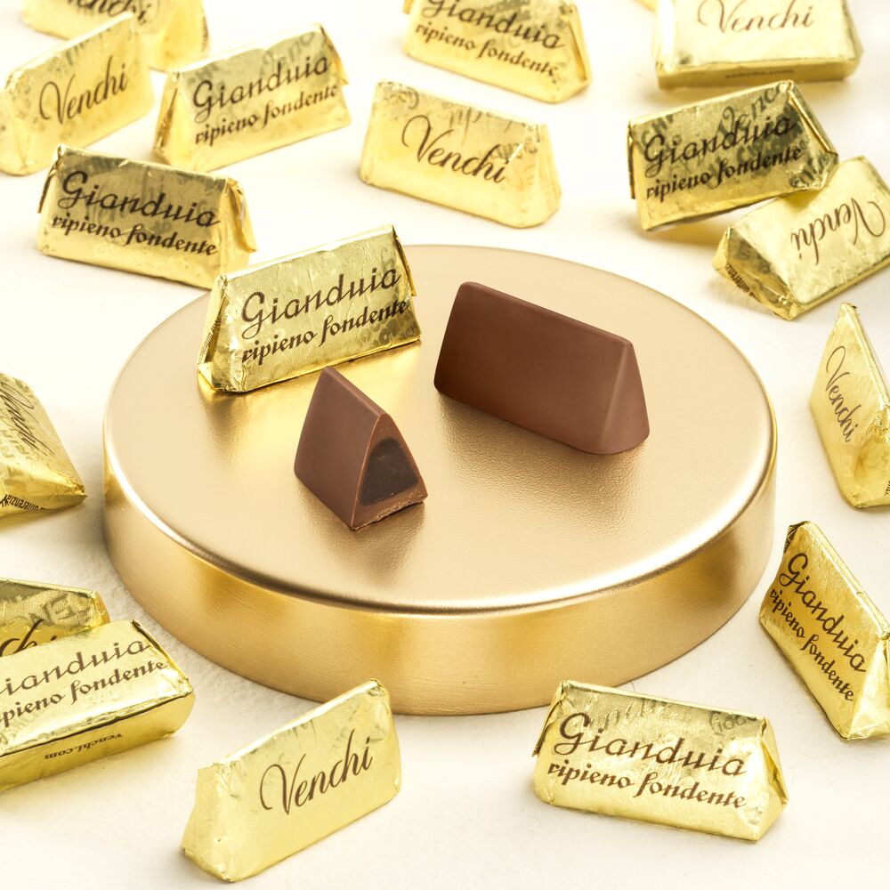 Venchi - Dark Filled Gianduiotto 60% - Småbitar choklad till espresso - 9g - 2