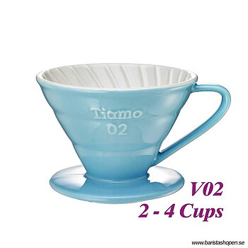 Tiamo - Ceramic V02 Dripper Light Blue - Ljusblått porslinsfilter 2-4 koppar, Skopa ingår!