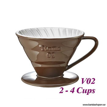 Tiamo - Ceramic V02 Dripper Brown - Brunt porslinsfilter 2-4 koppar, skopa ingår