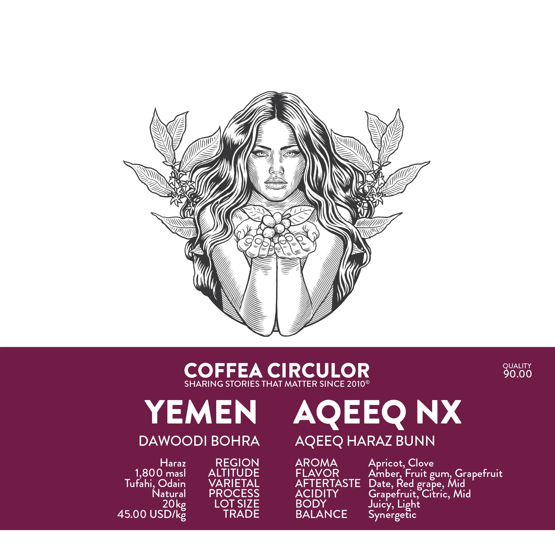 Coffea Circulor - Aqeeq NX - Yemen - Ljusrostade kaffebönor - 250g