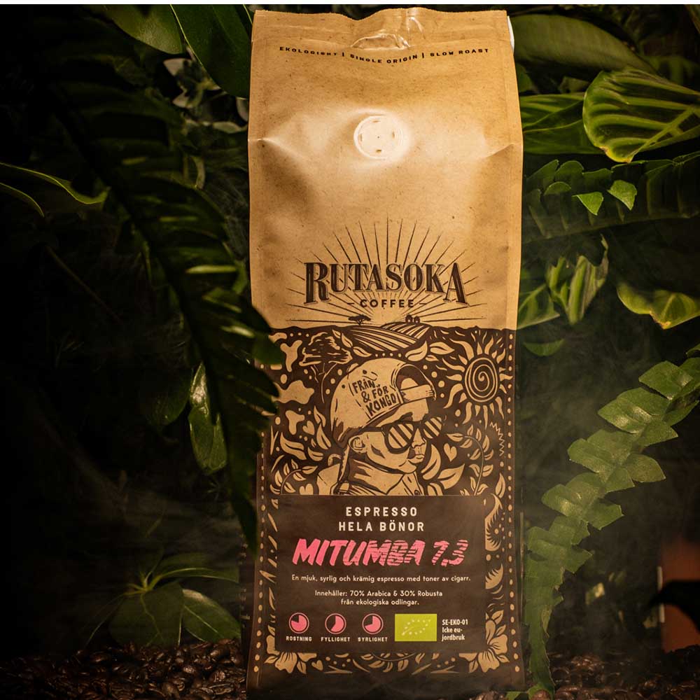 Rutasoka - Mitumba 7.3 - Kongo - Ekologiska (SE-EKO-04) mörkrostade hela espressobönor - 6x1000g  - 3