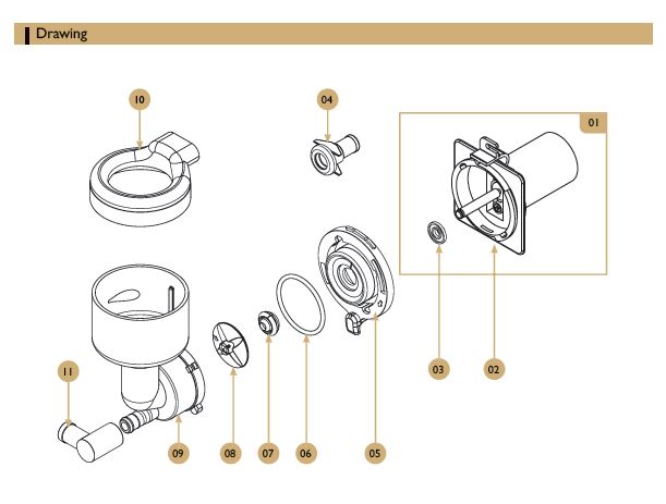 Reservdelar - CQube SF03, SF12, MF04 W, MF13 W, MF04 CO2, MF13 CO2, LF04, LF13, LF04 W, LF13 W, LF04 CO2, LF13 CO2 - Mixing system