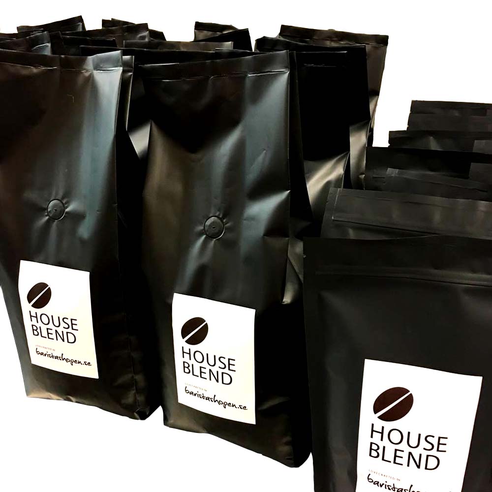 Baristashopen - House Blend - Brasilien och Guatemala - Lätt mörkrostade kaffebönor - 1000g - 2