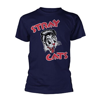 STRAY CATS - T-SHIRT, CAT LOGO (NAVY)