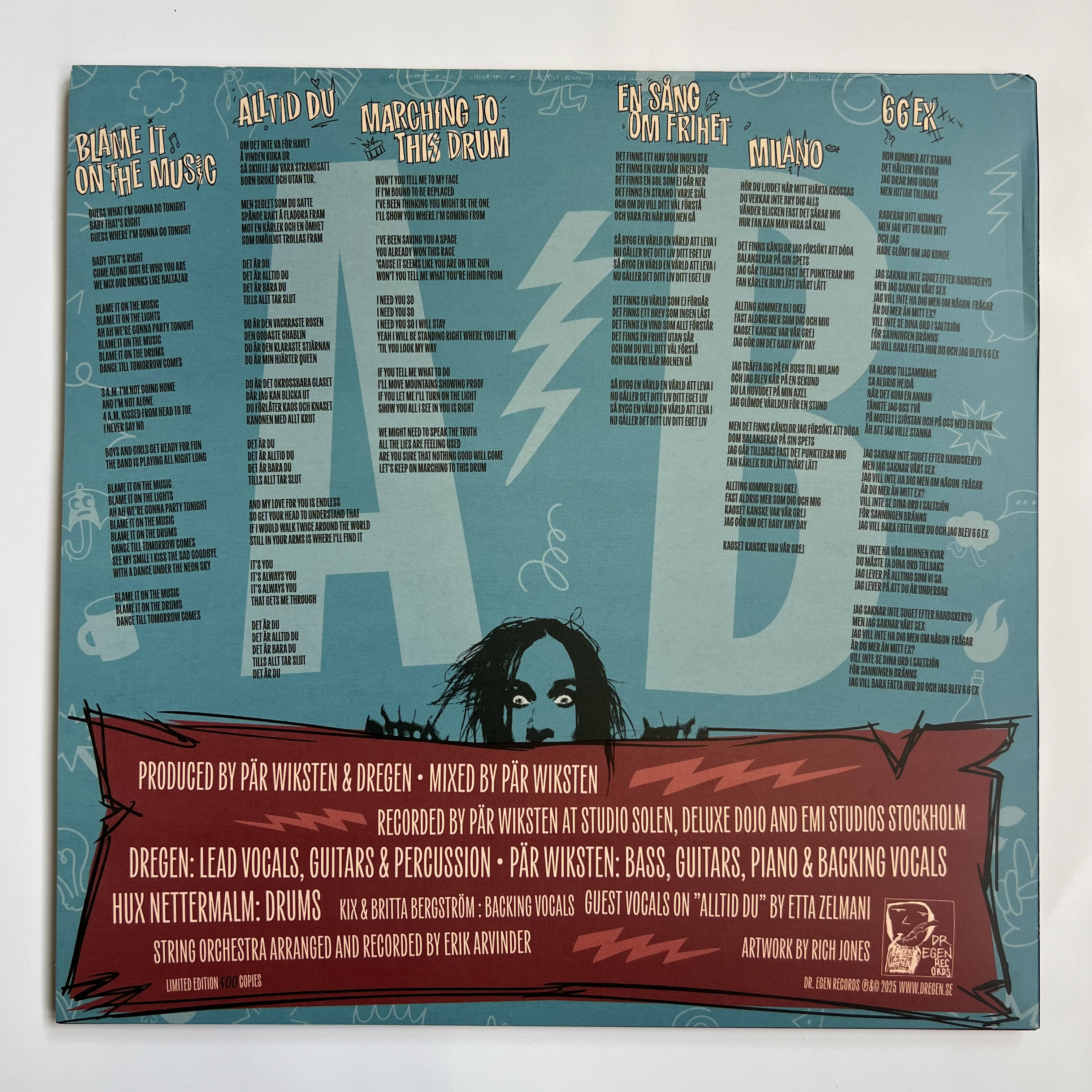 DREGEN - SÅ MYCKE DREGEN, 10" EP (BLUE/BROWN MARBLE VINYL) + LITHOGRAPHY - 3