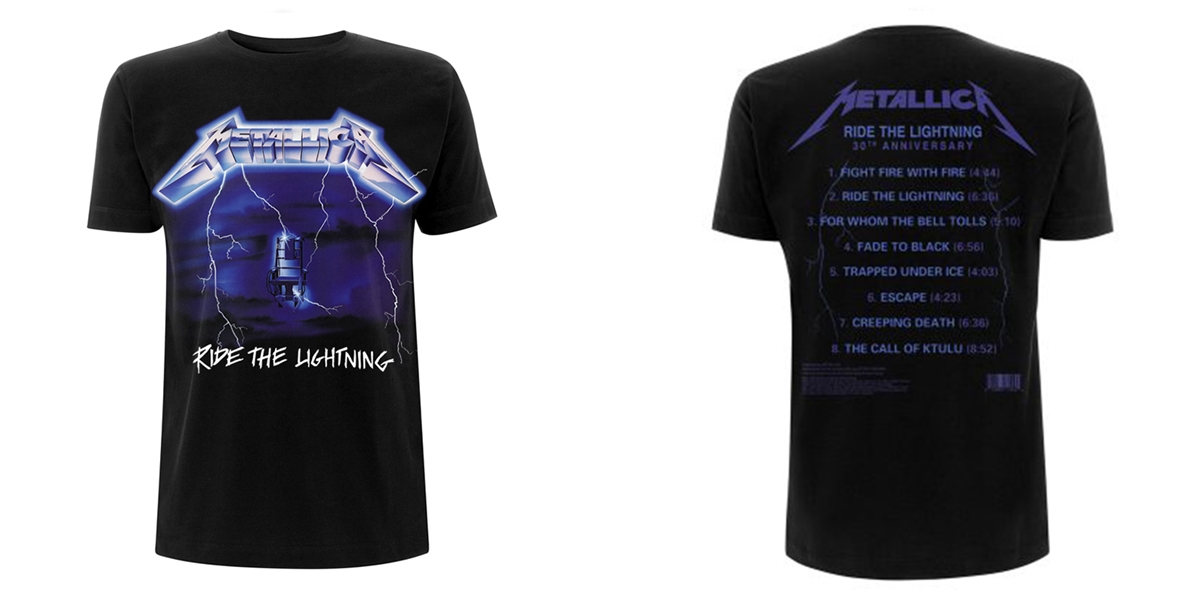 METALLICA - T-SHIRT, RIDE THE LIGHTNING TRACKS