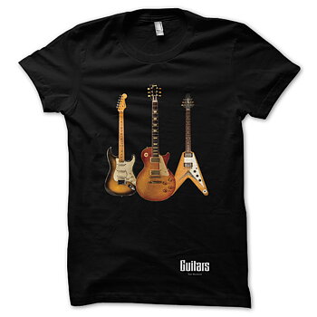 GUITARS THE MUSEUM - T-SHIRT, THREE GUITARS (SVART)