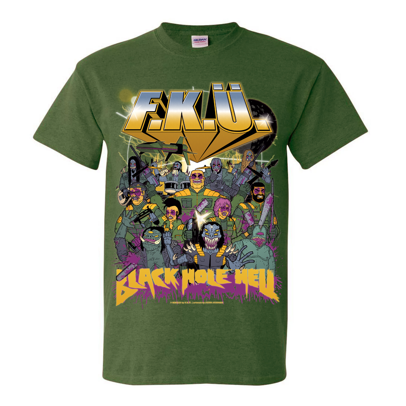 F.K.Ü - T-SHIRT, BLACK HOLE HELL (GREEN) - 2