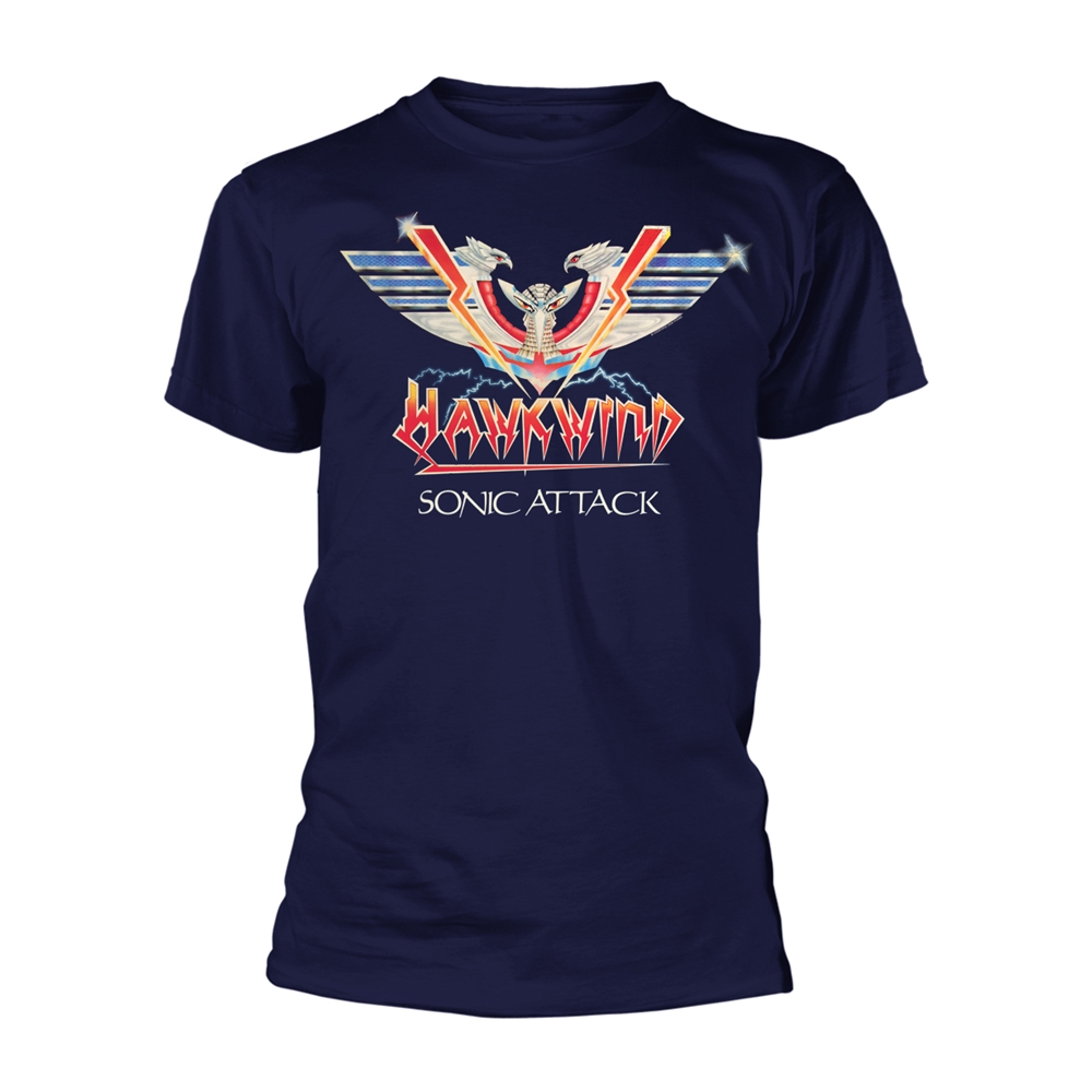 HAWKWIND - T-SHIRT, SONIC ATTACK (NAVY)