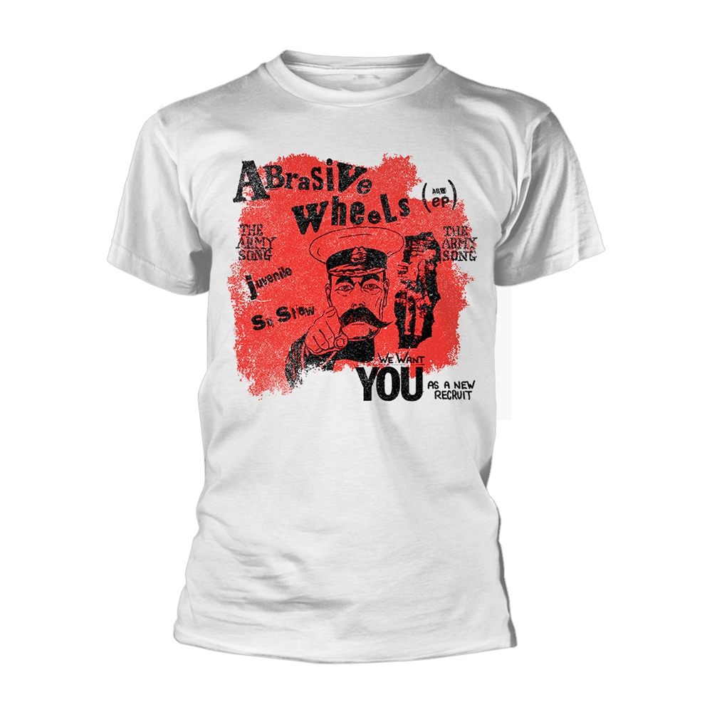 ABRASIVE WHEELS - T-SHIRT, ARMYS SONG (WHITE)