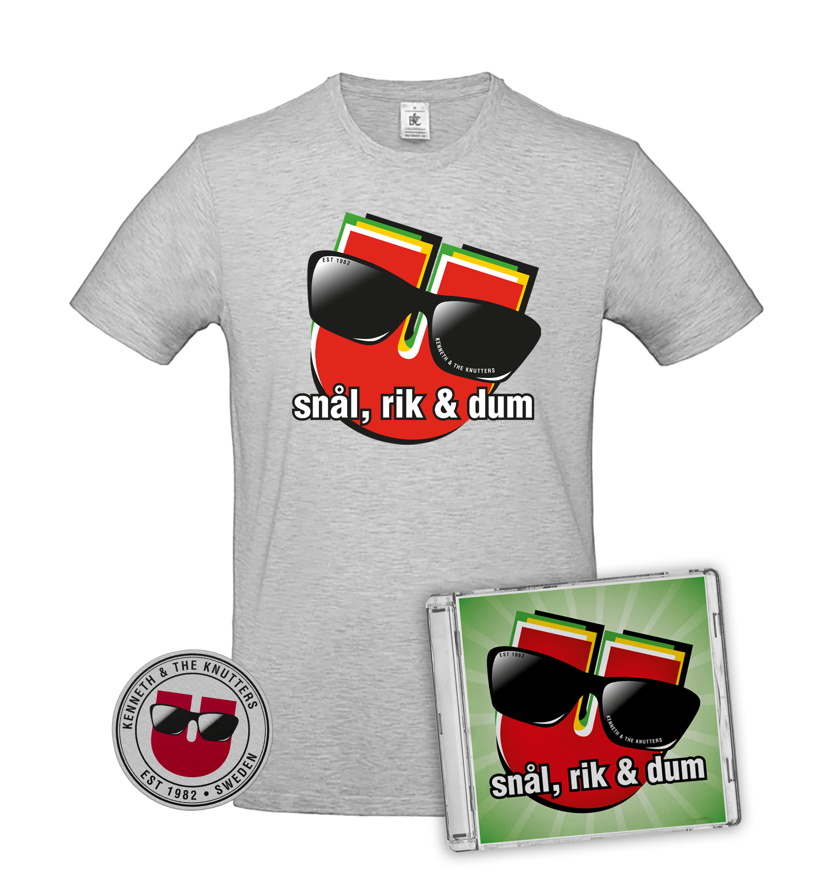 KENNETH & THE KNUTTERS - SNÅL, RIK & DUM BUNDLE (CD, T-SHIRT & PATCH)
