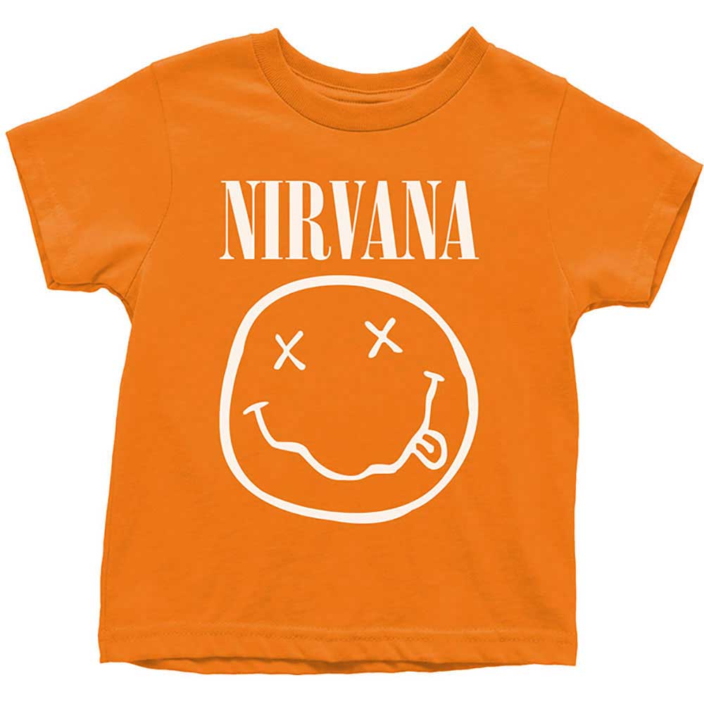 NIRVANA - KIDS TODDLER T-SHIRT, WHITE SMILEY - 2