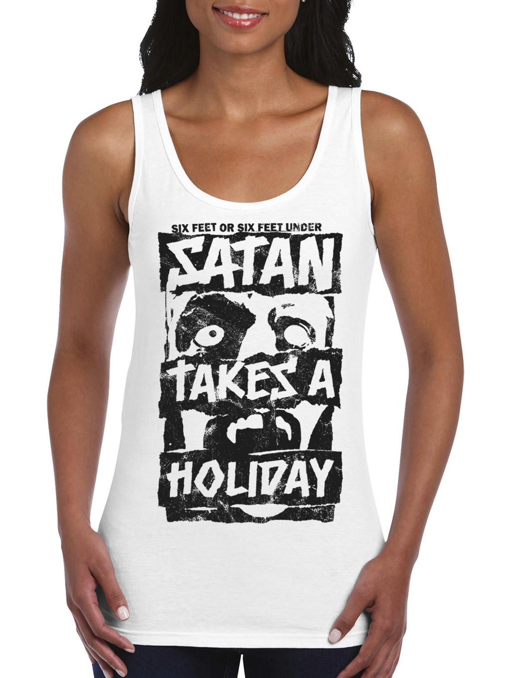 SATAN TAKES A HOLIDAY - TANK TOP LADIES, SIX FEET WHITE - 2