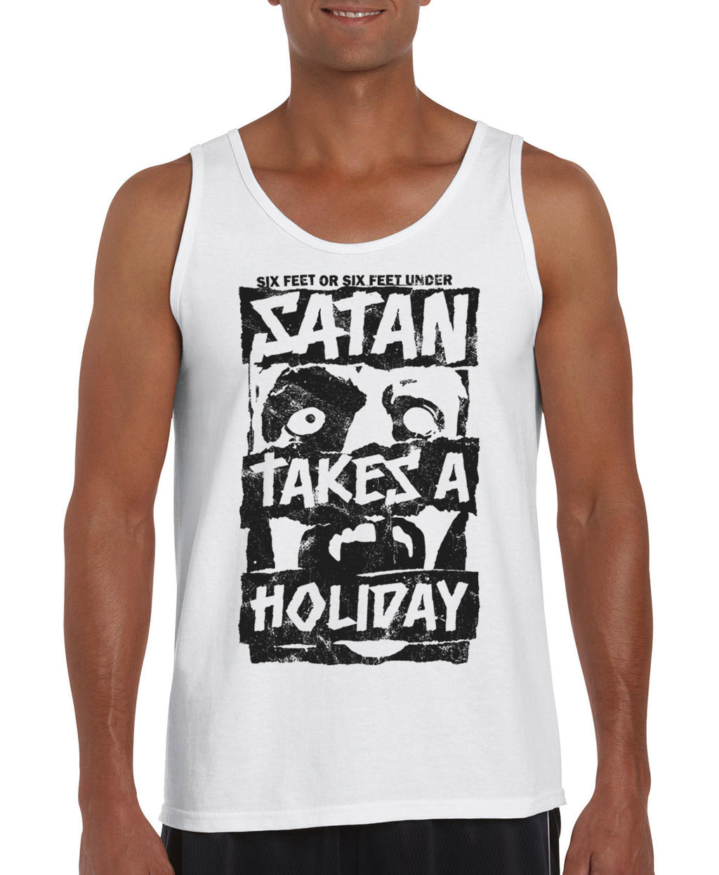 SATAN TAKES A HOLIDAY - TANK TOP, SIX FEET WHITE - 2