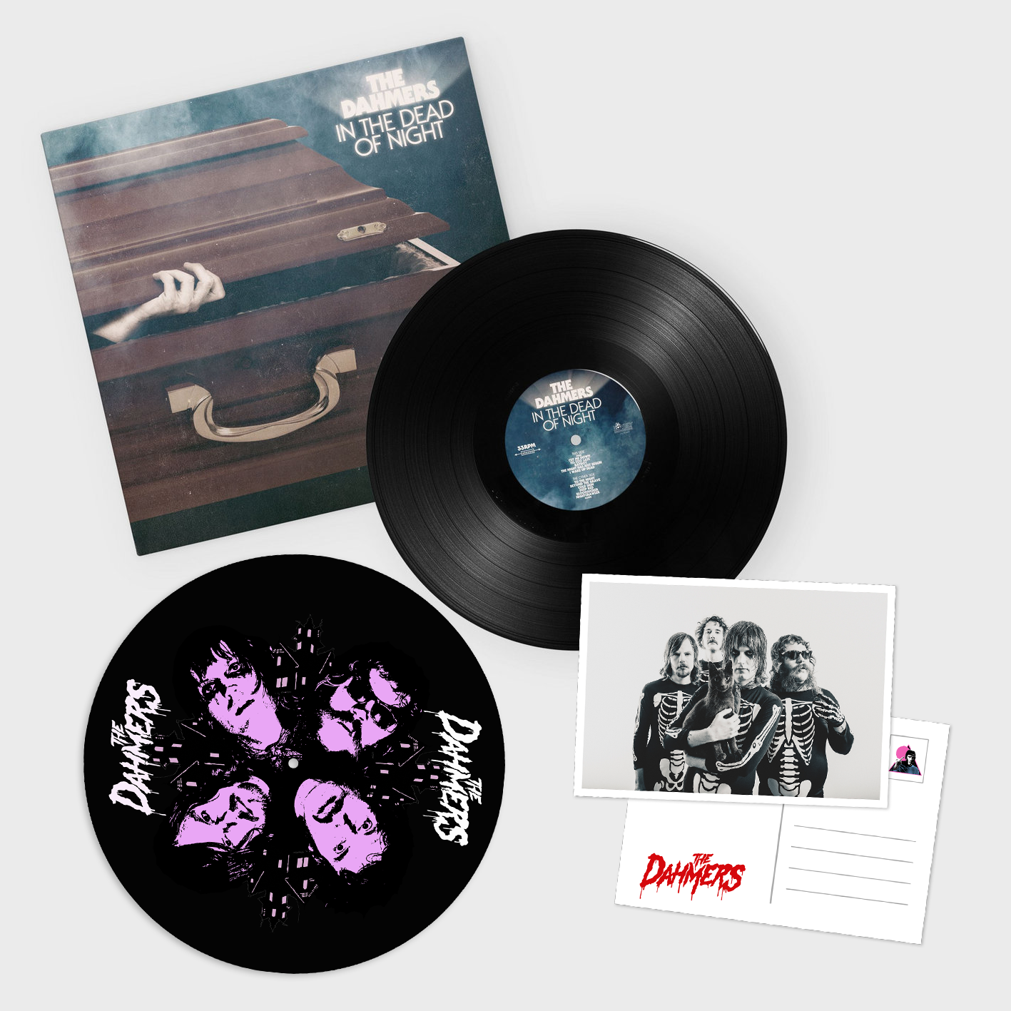 THE DAHMERS - IN THE DEAD OF THE NIGHT (BLACK VINYL LP) BUNDLE