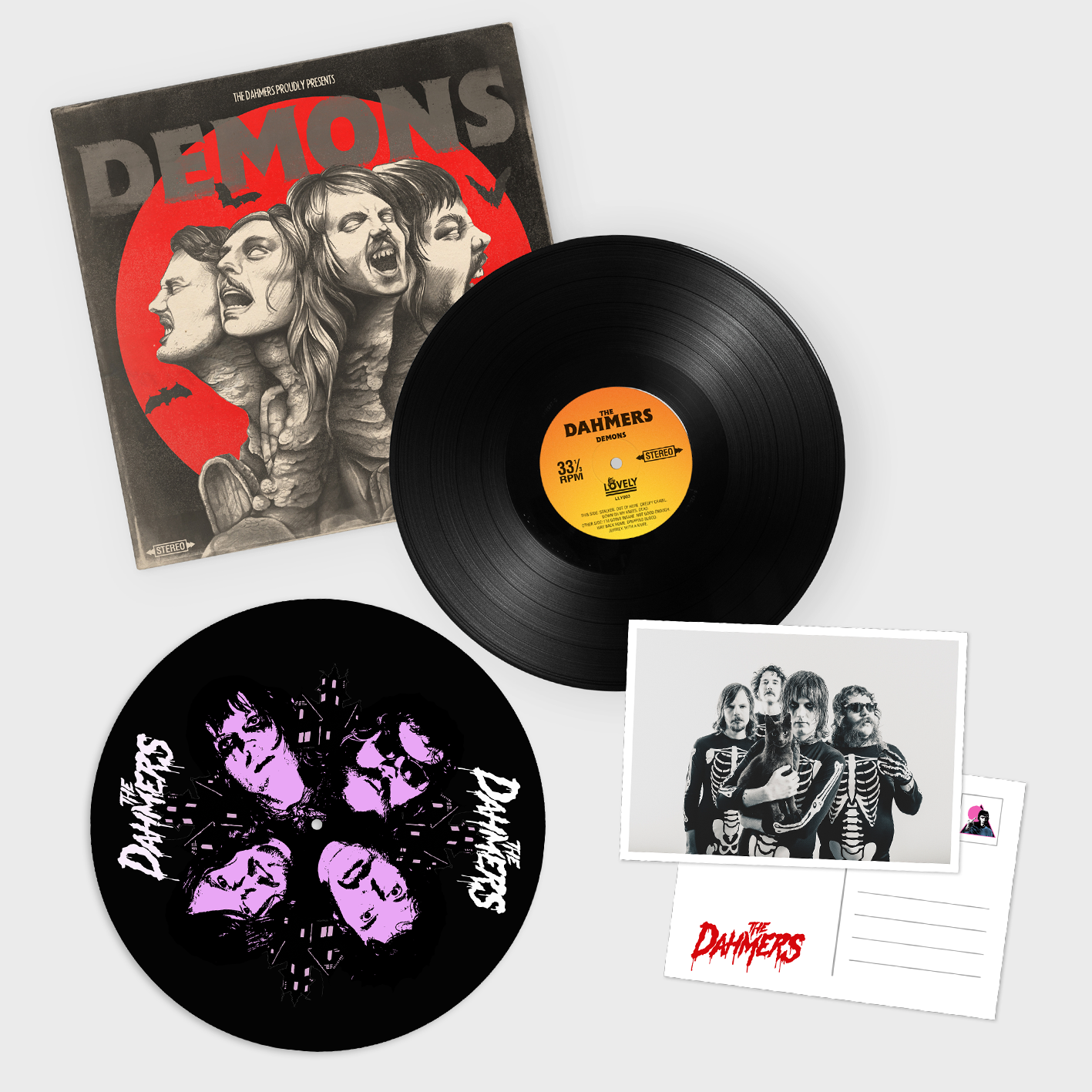 THE DAHMERS - DEMONS (BLACK VINYL LP) BUNDLE