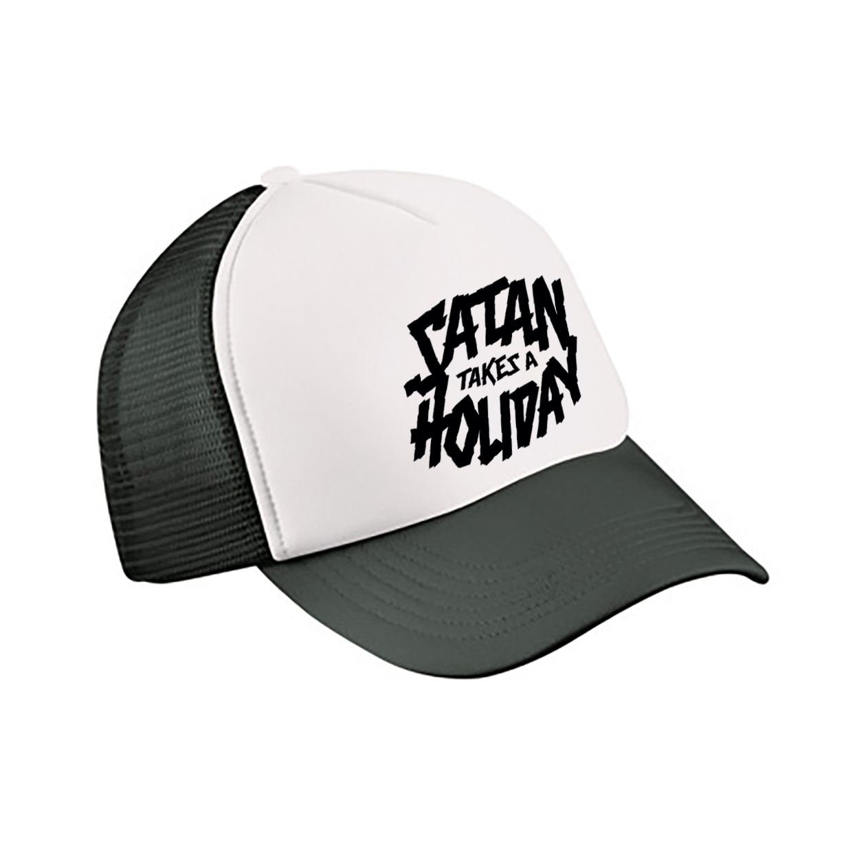SATAN TAKES A HOLIDAY - TRUCKER CAP, LOGO (BLACK)