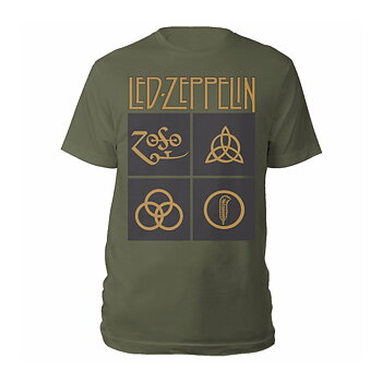 LED ZEPPELIN - T-SHIRT, GOLD SYMBOLS & BLACK SQUARES
