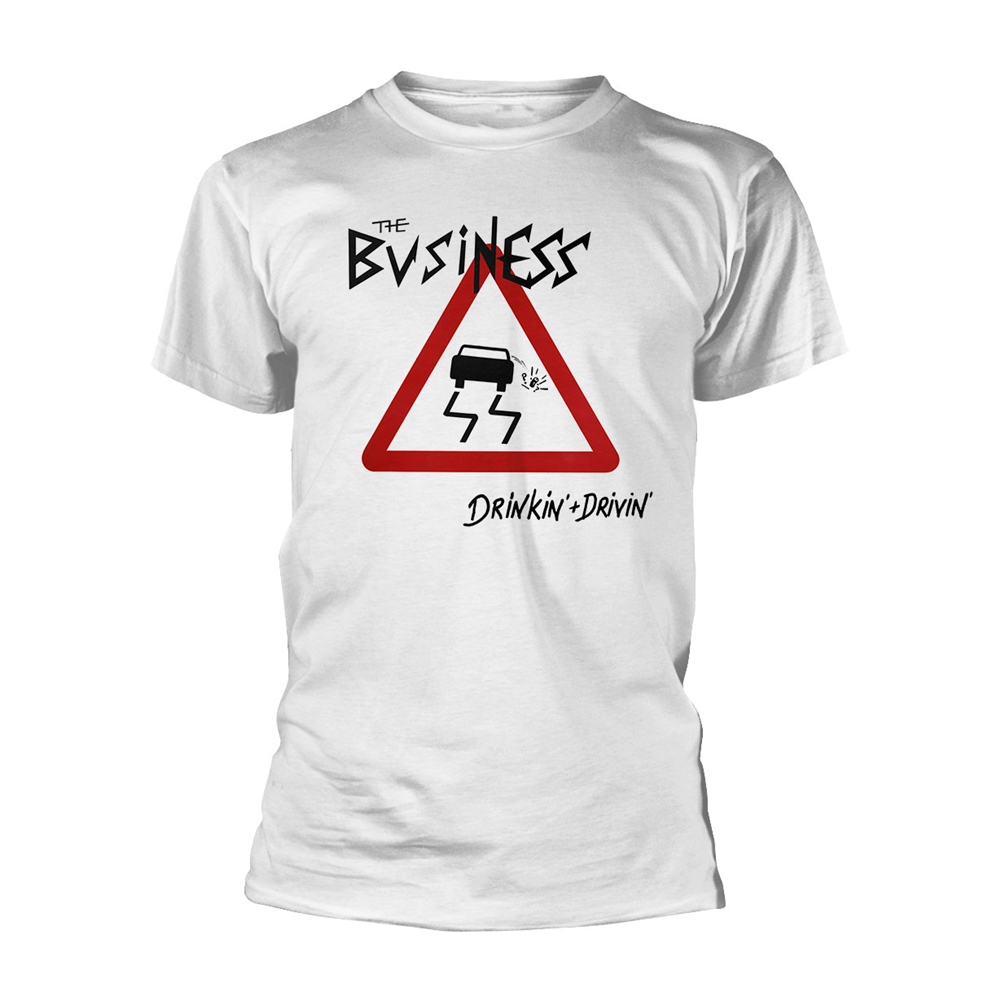 THE BUSINESS - T-SHIRT, DRINKIN + DRIVIN (WHITE)