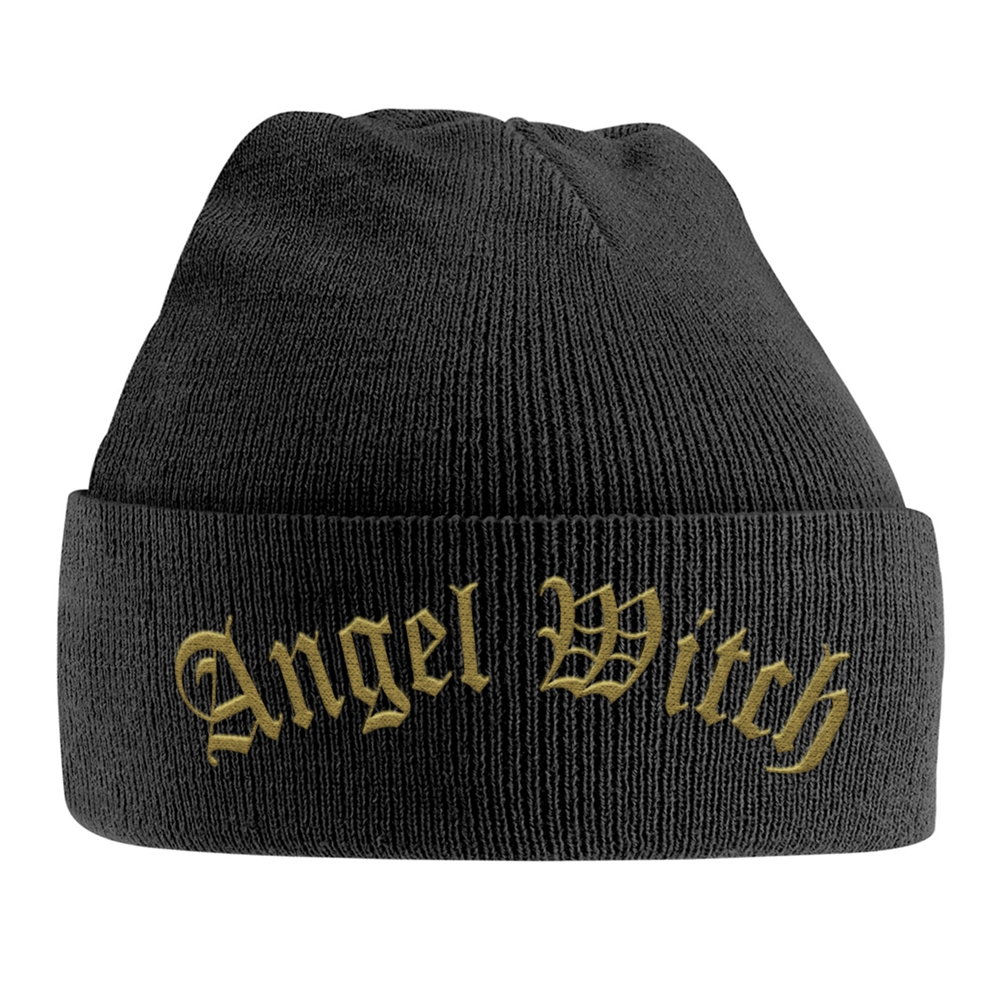 ANGEL WITCH - KNITTED SKI HAT, GOLD LOGO (EMBROIDERED)