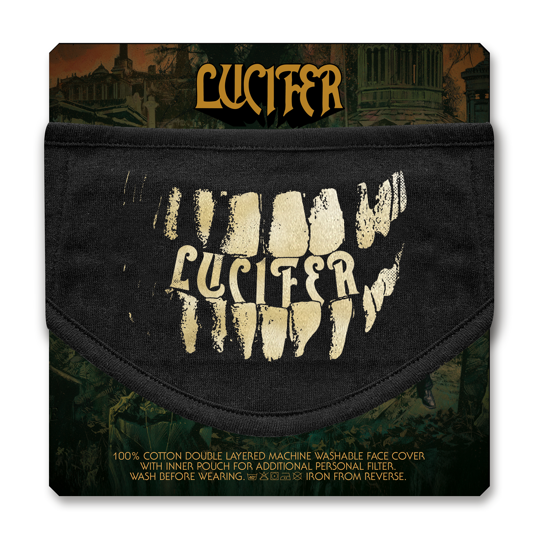 LUCIFER - PROTECTION MASK, GOLD LOGO