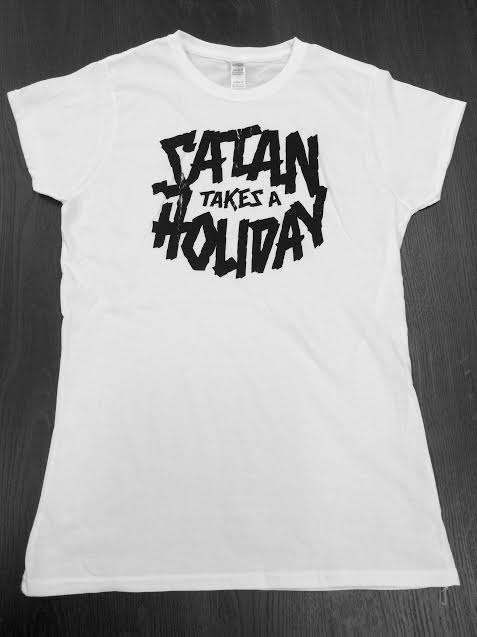 SATAN TAKES A HOLIDAY - GIRLIE, LOGO (WHITE)
