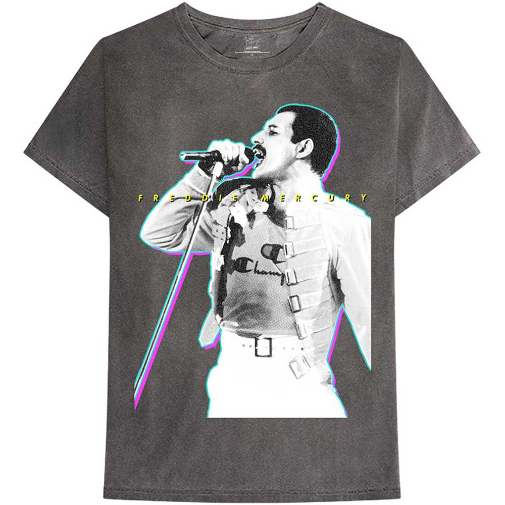 Freddie Mercury Unisex T-Shirt: Glow (Mineral Wash) (Small)