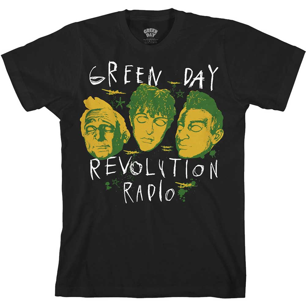 Green Day Unisex T-Shirt: Scribble Mask (Large)