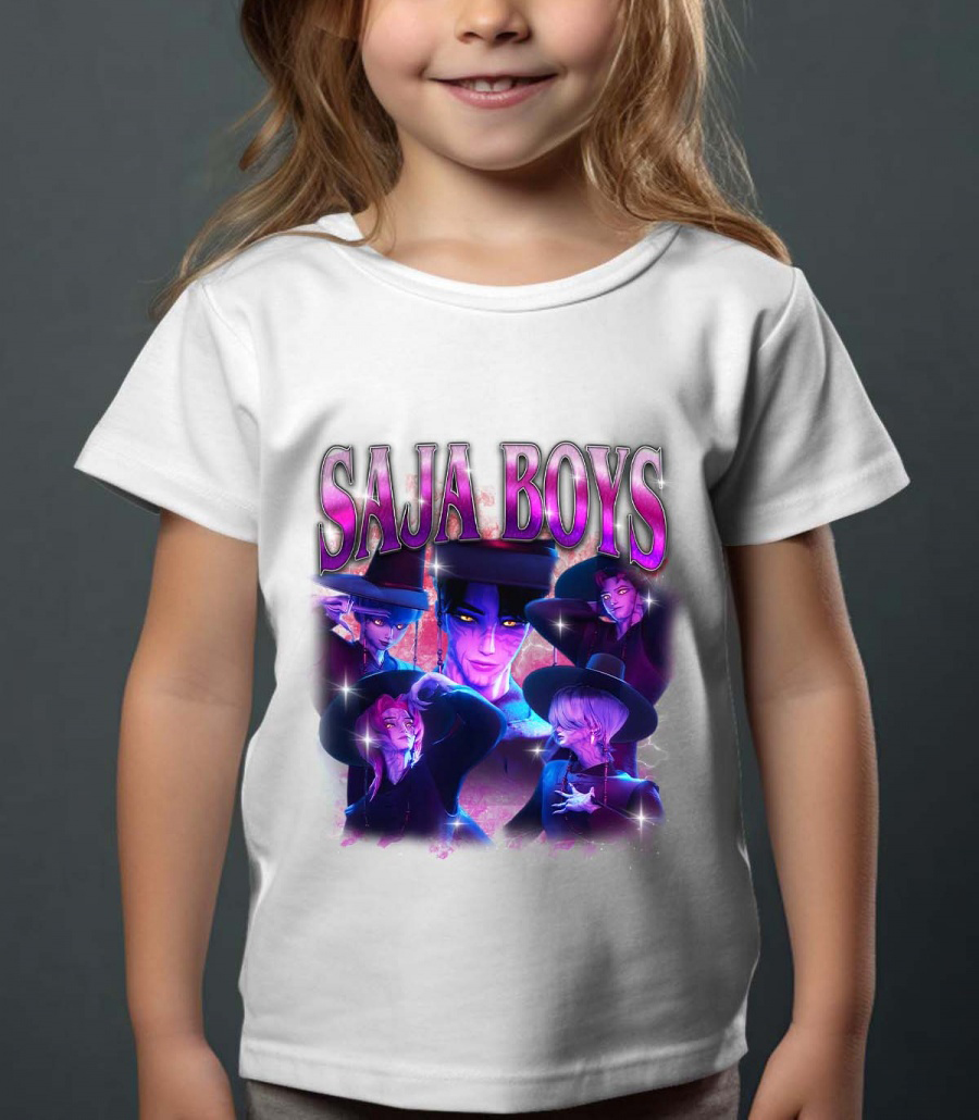 Saja Boys Kpop Demon Hunters Barn T-shirt - Demons - Vit - 100% Bomull