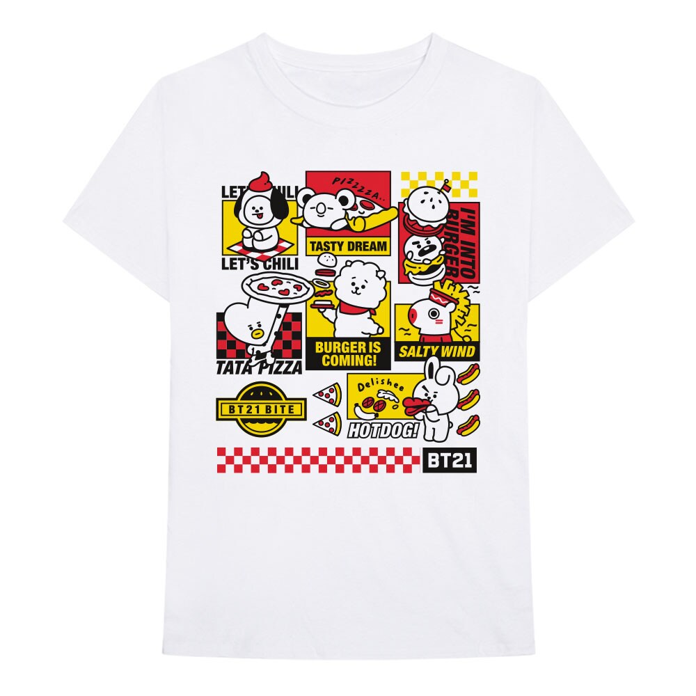 BT21 Unisex T-Shirt: Bite Fast Food (Small)