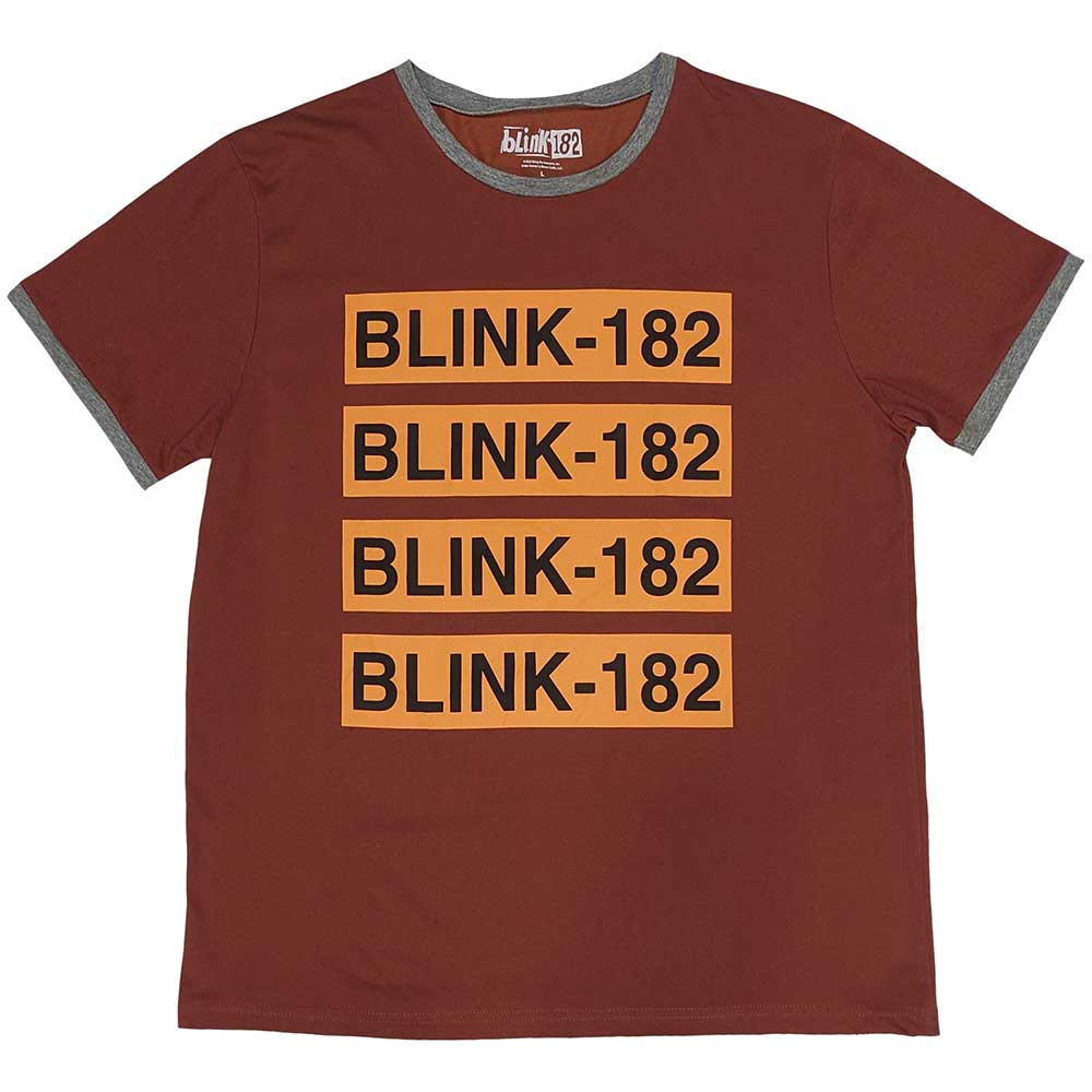 Blink-182 Unisex Ringer T-Shirt: Logo Repeat (Large)