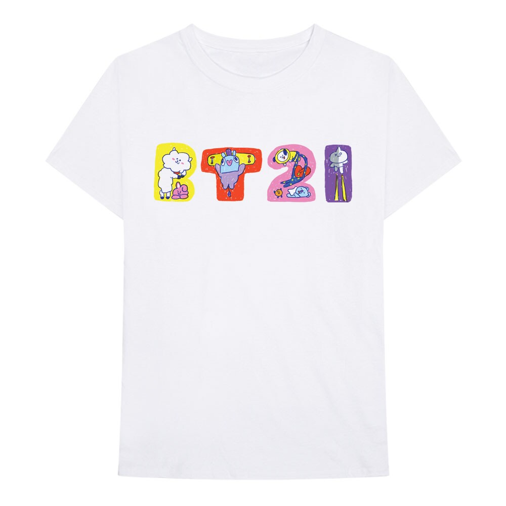 BT21 Unisex T-Shirt: Doodle Letters (Medium)