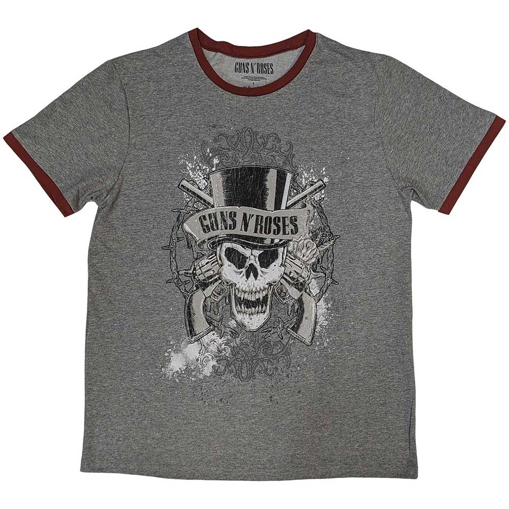 Guns N' Roses Unisex Ringer T-Shirt: Faded Skull (Medium)