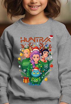Huntrix kids sweatshirt: "Christmas" - gray- size 3-4 years
