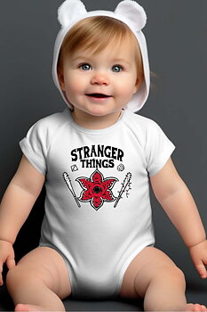Stranger Things Netflix Baby Body - Bad Stranger - Vit - Storlek 0-3 månader - 100% Bomull