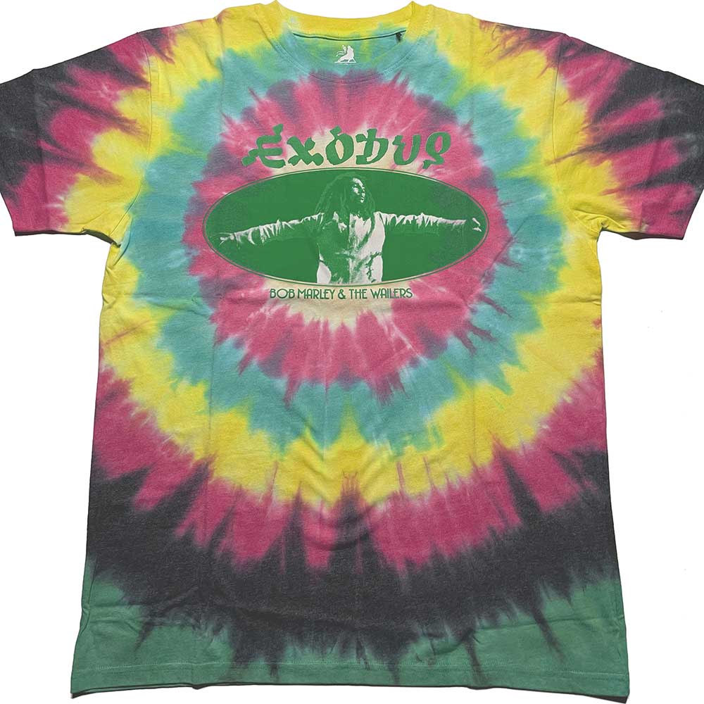 Bob Marley Unisex T-Shirt: Exodus Oval (Dye-Wash) (Medium)