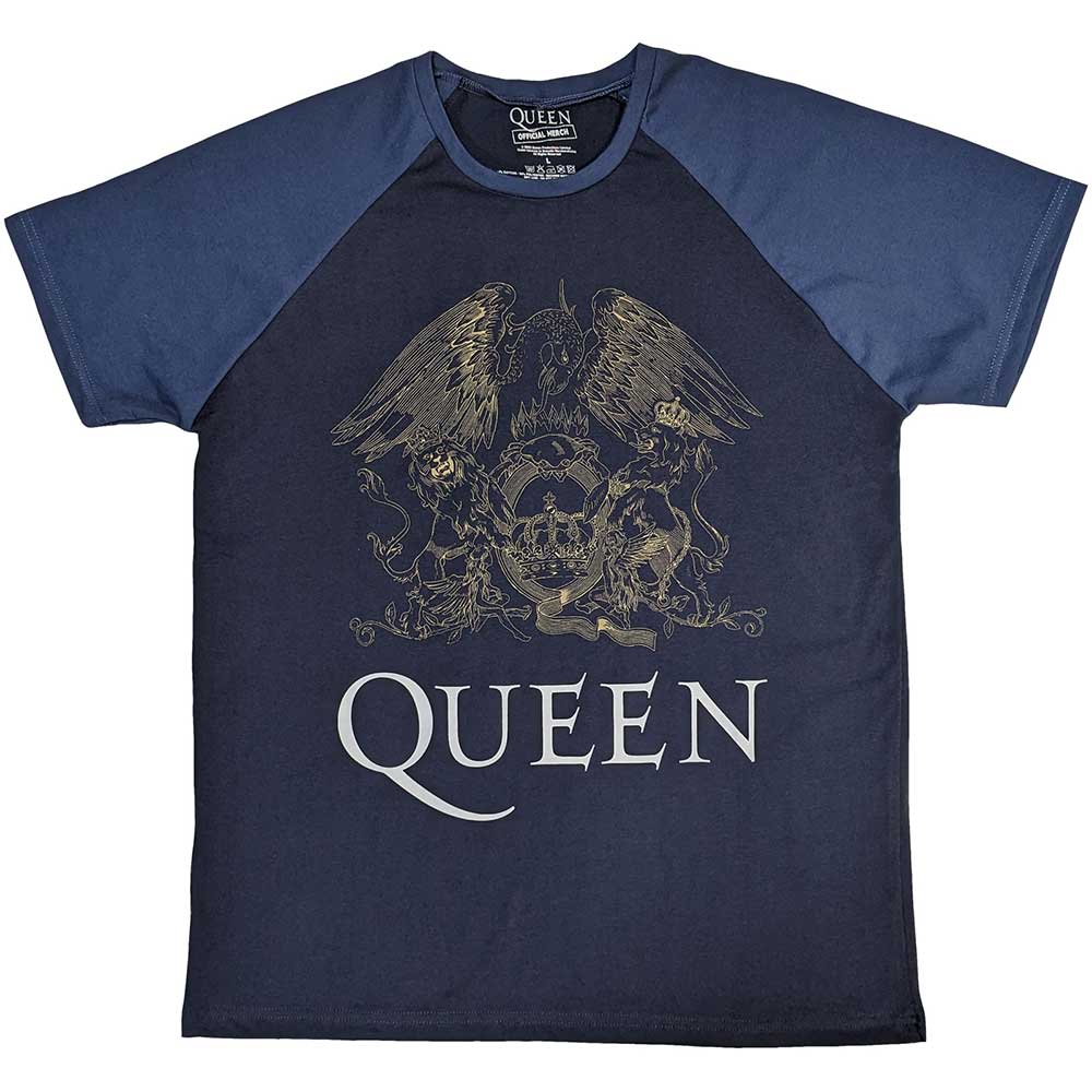 Queen Unisex Raglan T-Shirt: Crest (Large)