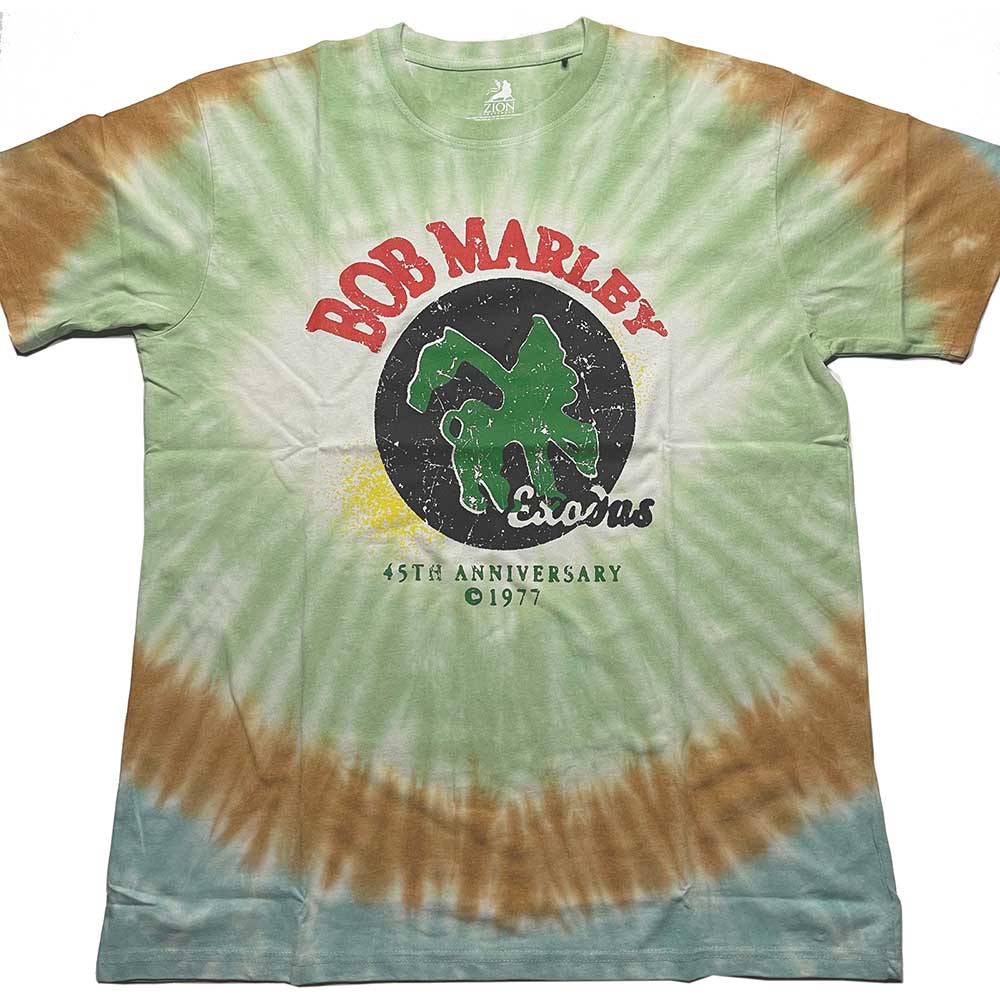 Bob Marley Unisex T-Shirt: 45th Anniversary (Dye-Wash) (Large)
