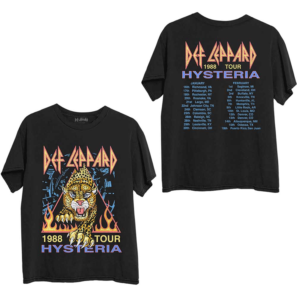 Def Leppard Unisex T-Shirt: Hysteria '88 (Back Print) (Medium)