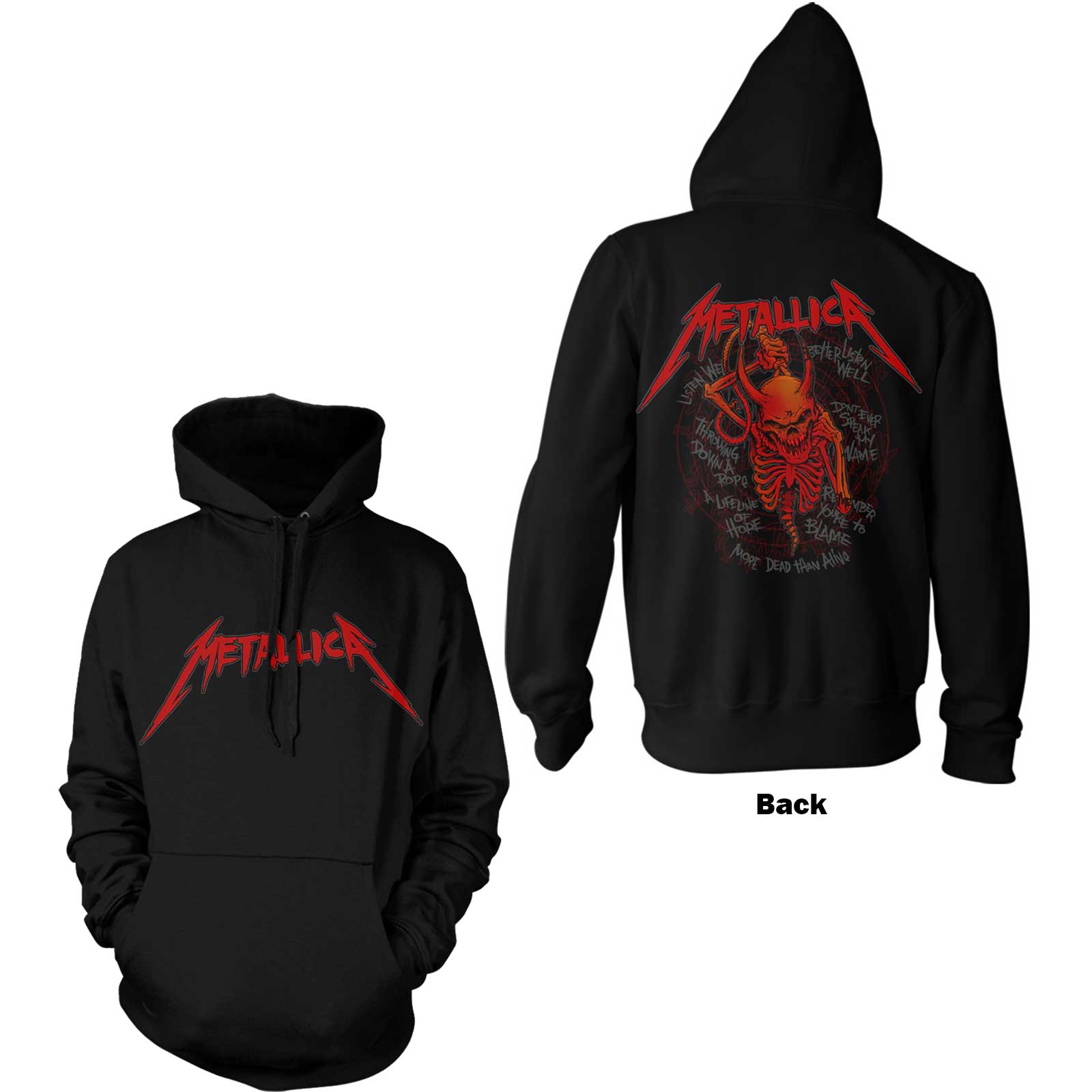 Metallica Unisex Pullover Hoodie: Skull Screaming Red (Back Print) (Large)