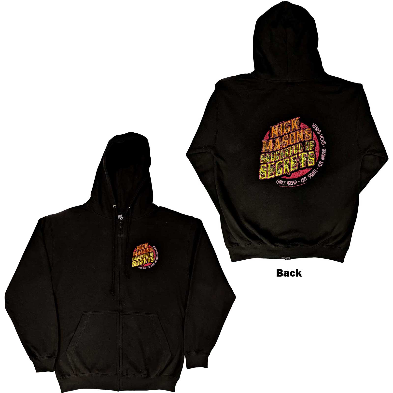 Nick Mason's Saucerful of Secrets Unisex Zipped Hoodie: Logo (Back Print & Ex-Tour) (XX-Large)