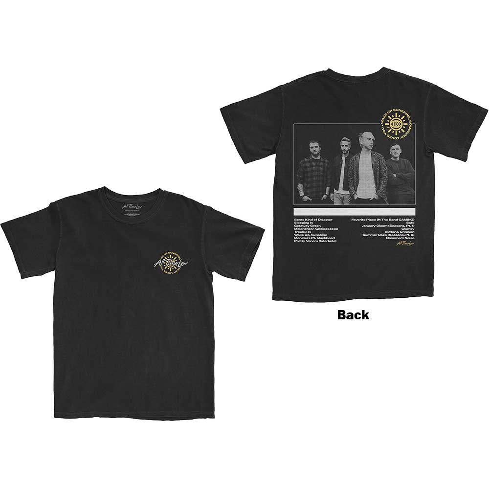 All Time Low Unisex T-Shirt: Wake Up Sunshine Track List (Back Print) (Small)