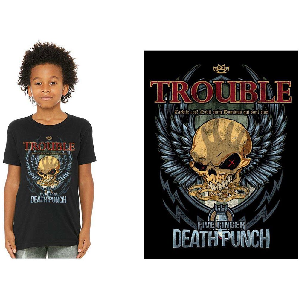 Five Finger Death Punch Kids T-Shirt: Trouble (9-10 Years)