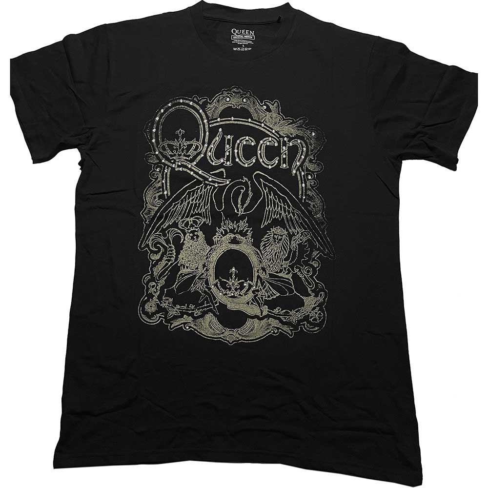 Queen Unisex T-Shirt: Ornate Crest (Diamante) (Small)